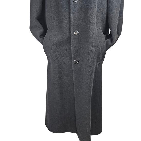 Virany 100% Wool Sz 42 Large Black Mens Overcoat - Picture 3 of 12